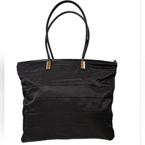 Gucci Ribbed Nylon And Patent Leather Weekender Tote Bag In Black And Silver